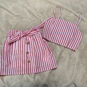 Striped Skirt and Crop Top Set